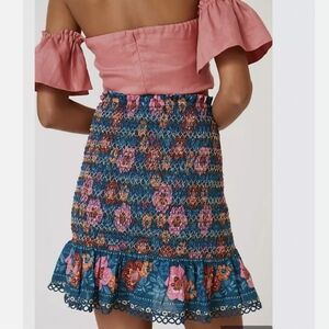 Farm Rio Floral Print Flounce Mini Skirt- size XS